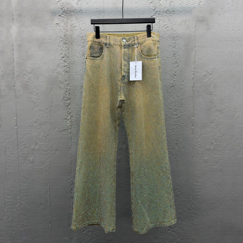 Acne Green and Yellow Flare Jeans